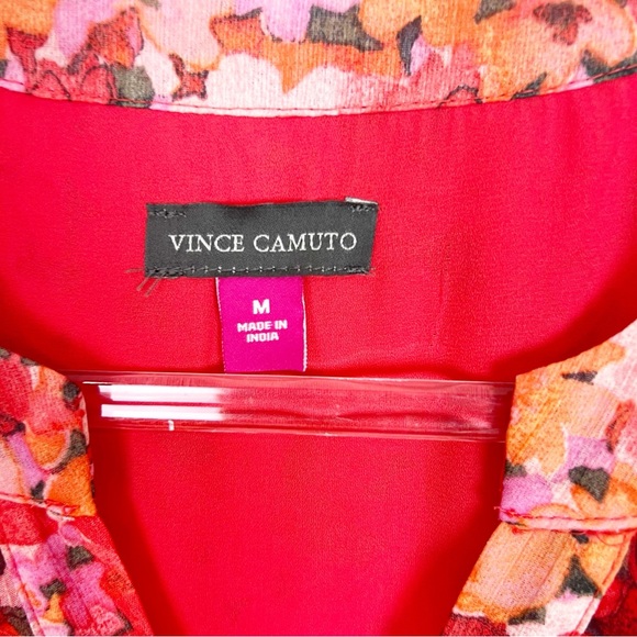 VINCE CAMUTO ORANGE FLORAL LONG SLEEVE DRESS WOMENS SZ MEDIUM NWT - Picture 4 of 6